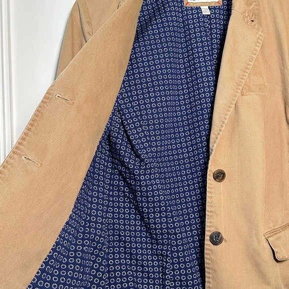 Vintage Esprit Tan Jacket with Blue Patterned Lining - Size M - Picture 6 of 8